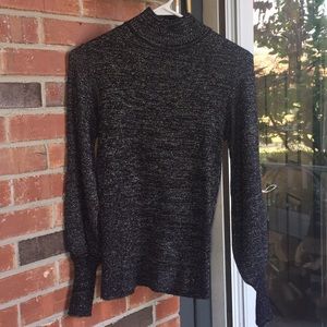 Black and silver turtleneck sweater